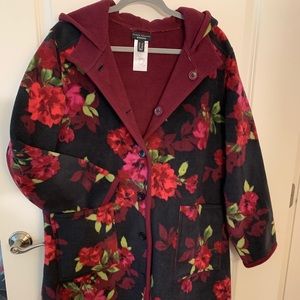 QVC Susan Graver Floral fleece coat